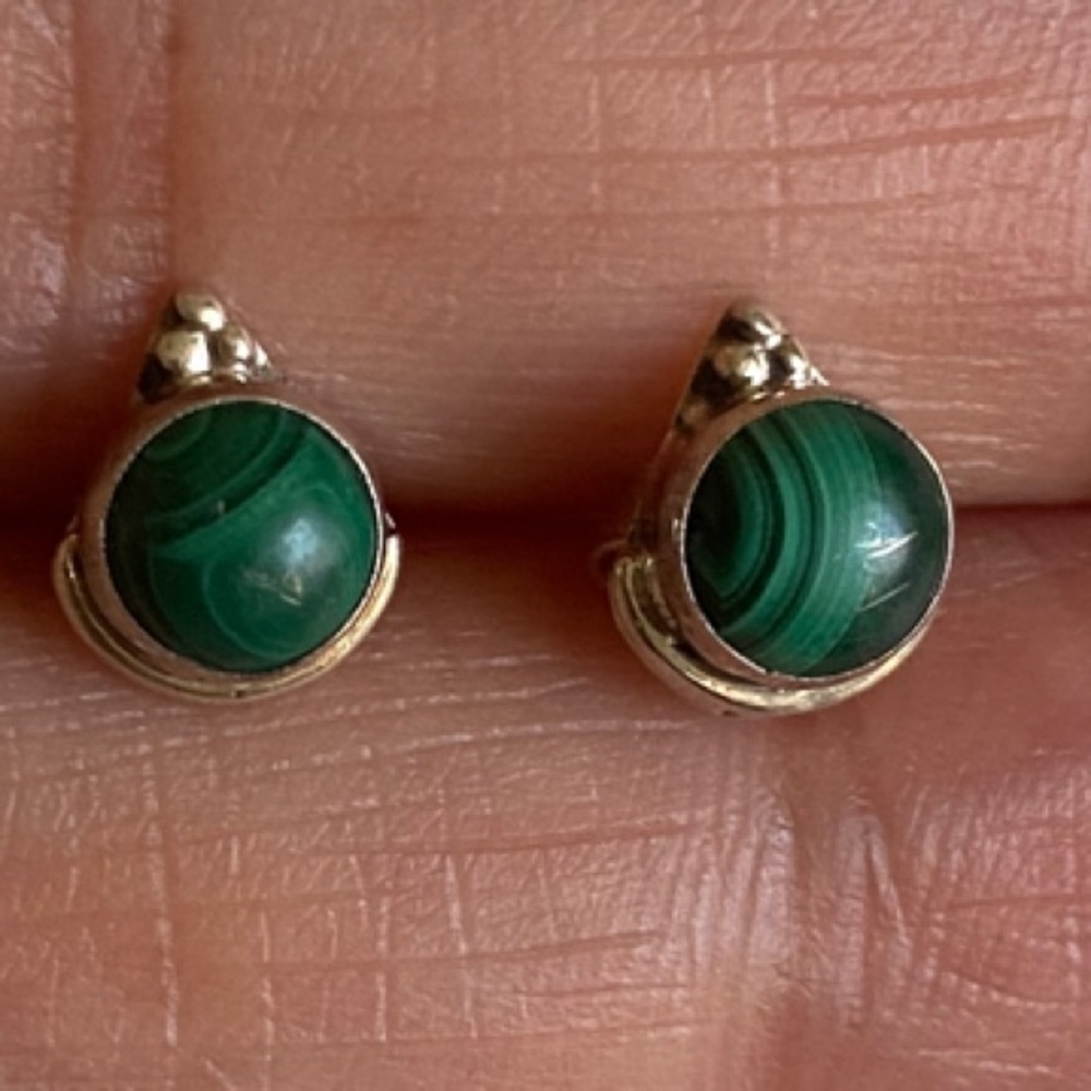 Sterling Silver 925 Malachite Earrings